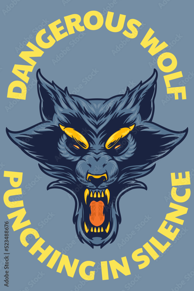 blue wolf head mascot poster vector illustration cartoon style blue wolf head mascot poster vector illustration cartoon style