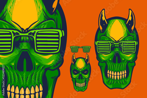 green skull with small horn...