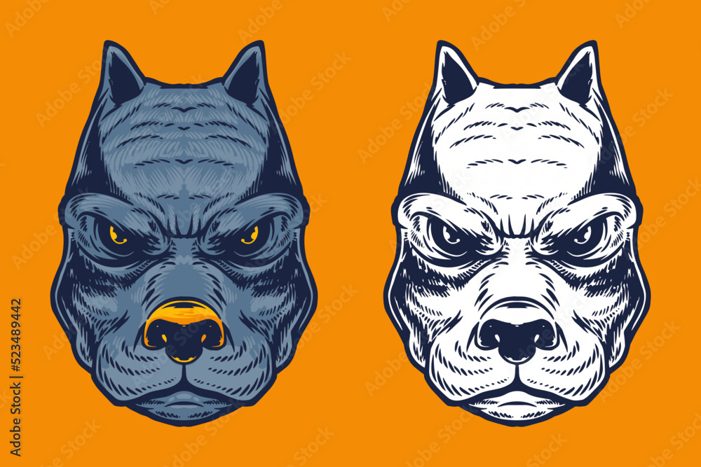 Naklejka premium blue bulldog head mascot vector illustration cartoon style