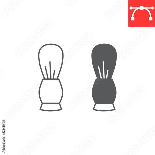Shaving brush line and glyph icon, barber and clean, shave brush vector icon, vector graphics, editable stroke outline sign, eps 10.