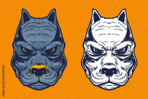 blue bulldog head mascot vector illustration cartoon style