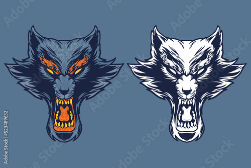 blue wolf head mascot vecto...
