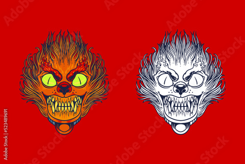 cat head mascot vector illu...