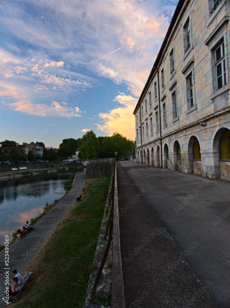 Besançon, August 2022 - Visit the beautiful city of Besançon at dusk with a sunset