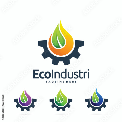 eco fuel logo with gear sign