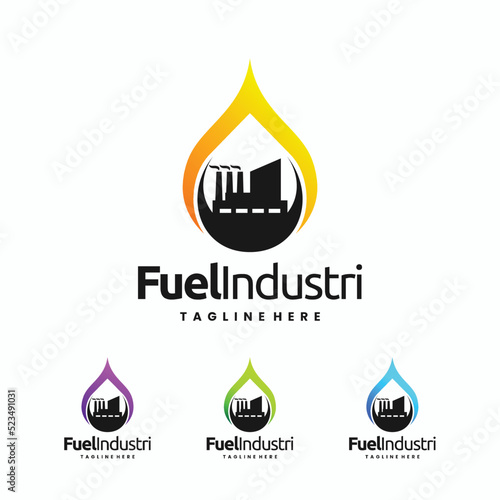 oil and gas logo with factory building concept