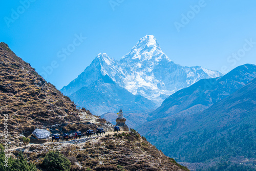 view of Himalayan Mountains from Nangkar Tshang View Point, Dingboche, Sagarmatha national park, Everest Base Camp 3 Passes Trek, Nepal. photo