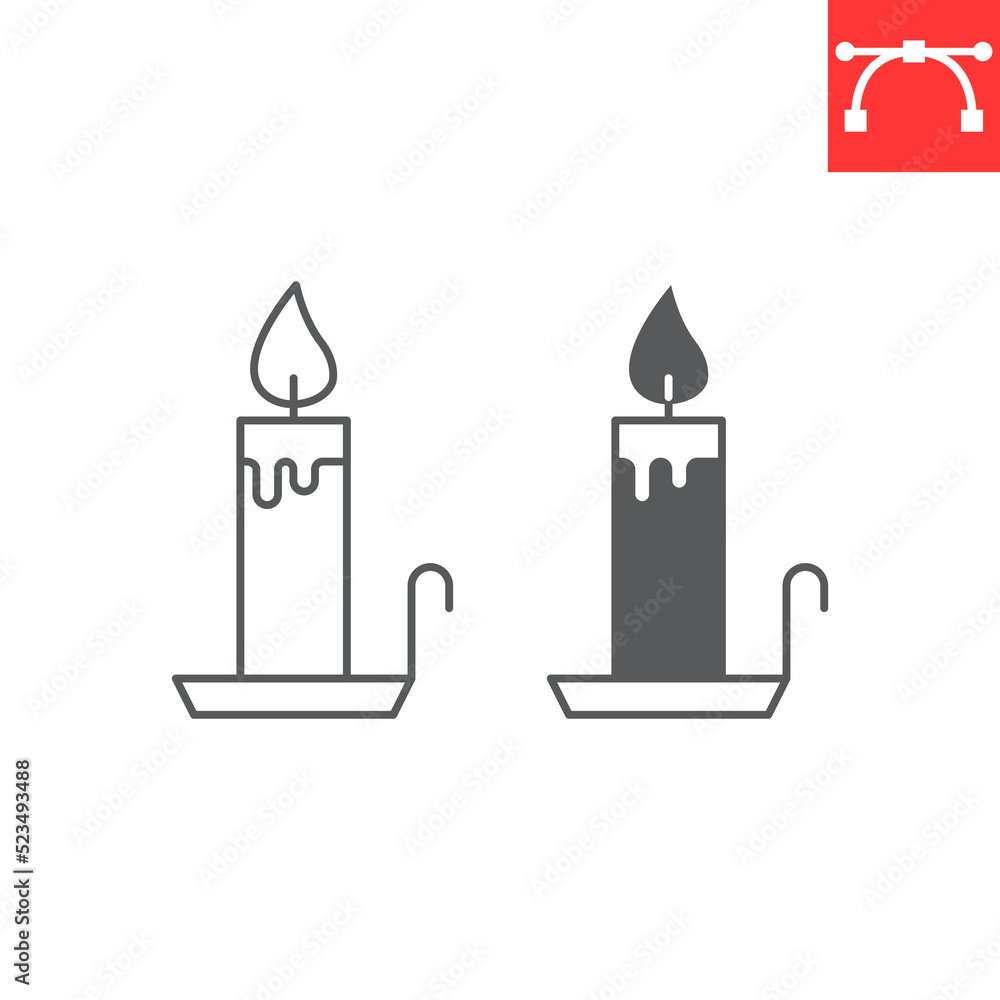 Candle holder line and glyph icon, halloween and heat, candle vector icon, vector graphics, editable stroke outline sign, eps 10. Candle holder line and glyph icon, halloween and heat, candle vector icon, vector graphics, editable stroke outline sign, eps 10.