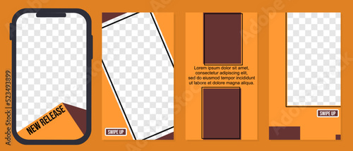 Fototapeta Naklejka Na Ścianę i Meble -  social media story design for mobile app ads brown color. template set