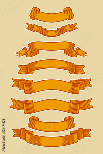 ribbon banner set vector il...