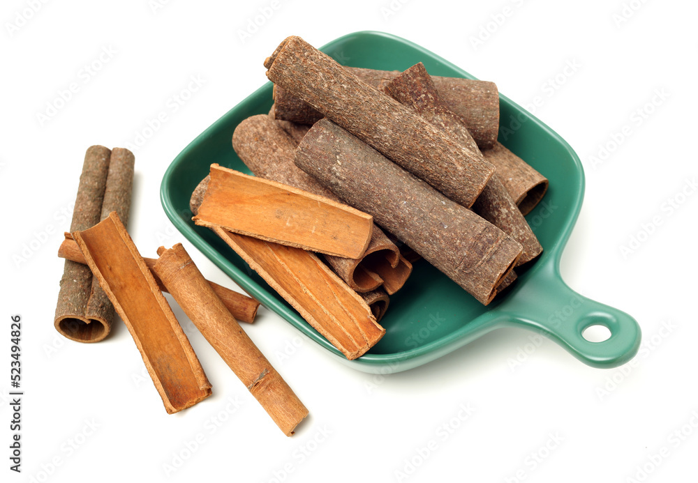 Cinnamon on a white background