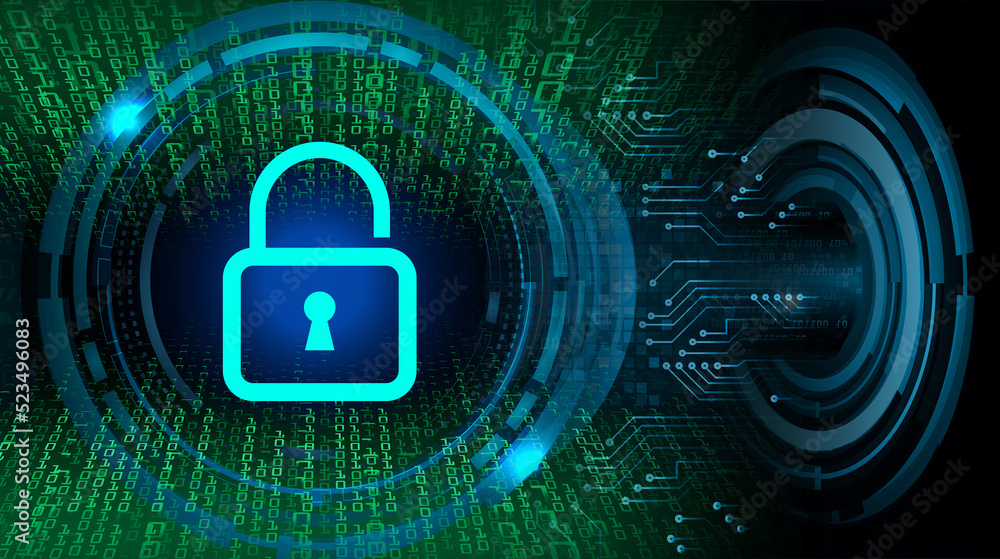 Closed Padlock on digital background, cyber security Closed Padlock on digital background, cyber security