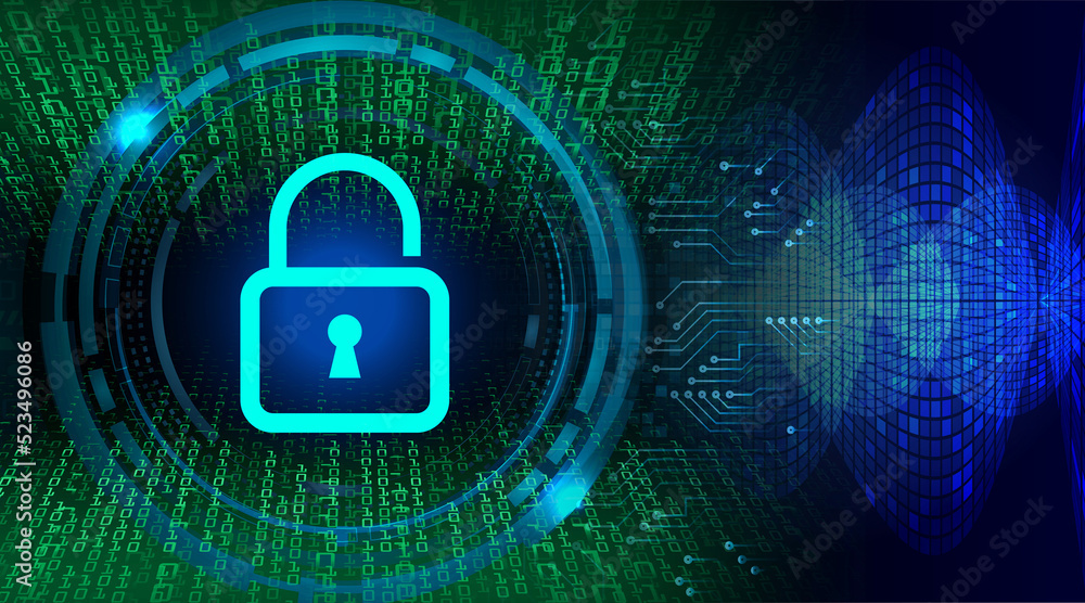 Closed Padlock on digital background, cyber security Closed Padlock on digital background, cyber security