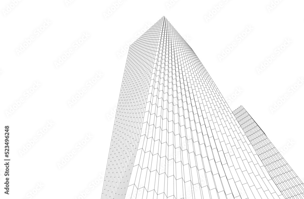 Fototapeta premium Abstract futuristic buildings. Architectural vector drawing