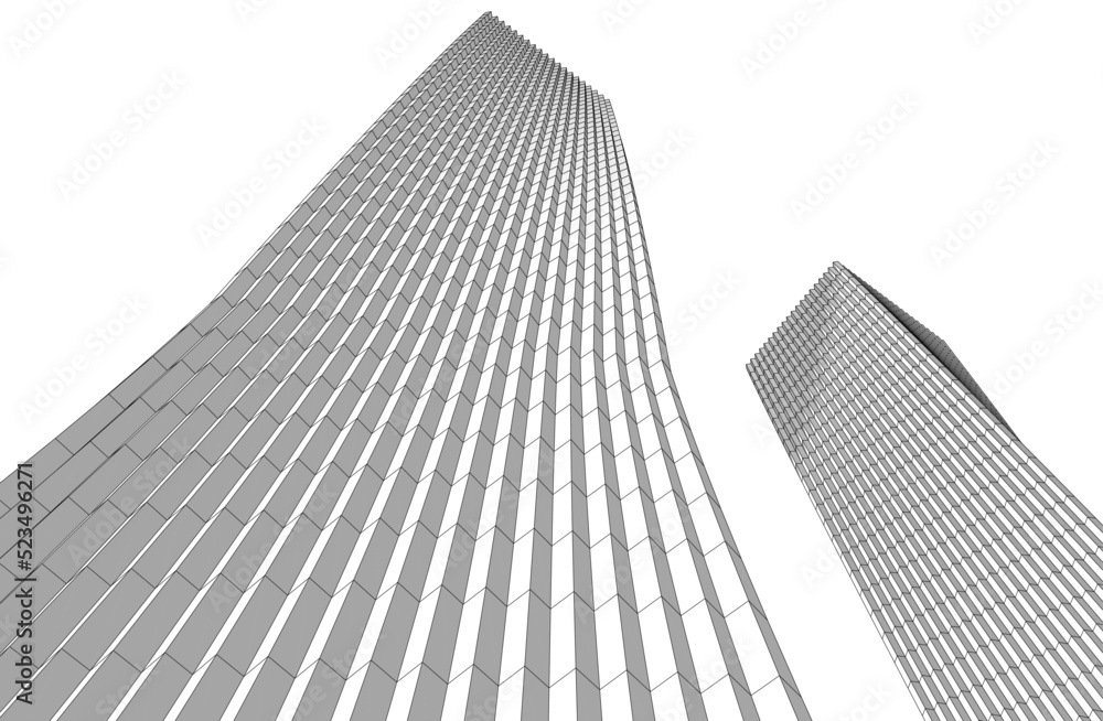 Abstract futuristic buildings. Architectural vector drawing