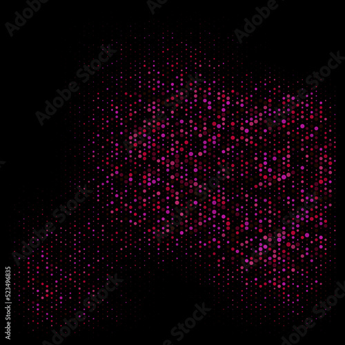 Abstract geometric halftone background of magenta dots on black background
