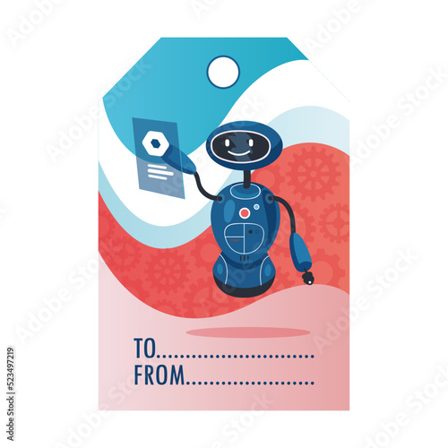 Robots show tag. Humanoids, cyborgs, intelligent machines vector illustration with text. Robotics concept for label