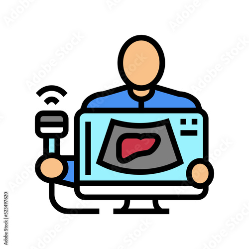ultrasound liver health check color icon vector. ultrasound liver health check sign. isolated symbol illustration