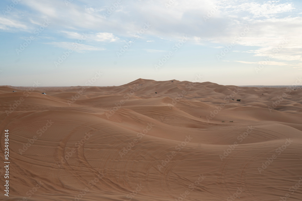 Fototapeta premium Dubai desert on sunset, united arab emirates, UAE.