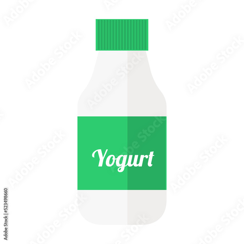 Vector colorful illustration bottle of yogurt isolated on white background