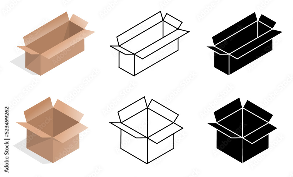Set of boxes with different style vector illustration