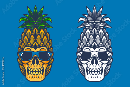 pineapple skull head vector illustration