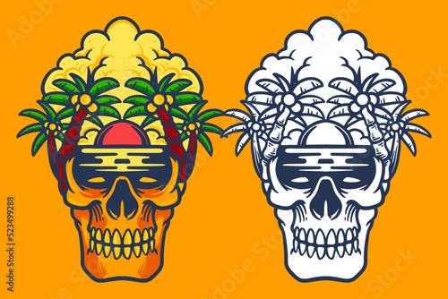 beach skull head vector ill...