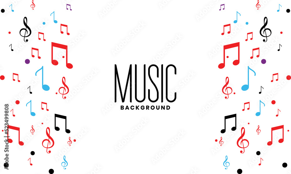 Colorful music notes background. music notes vector - obrazy, fototapety, plakaty 