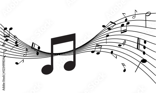 music notes on white background, music background vector