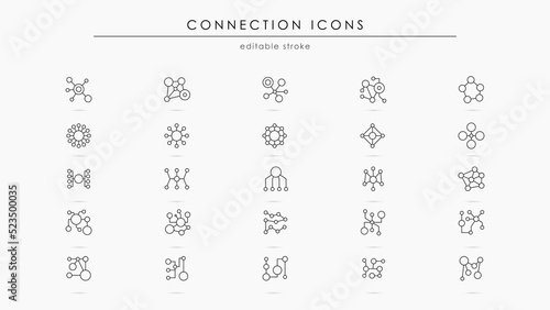 Connection thin line icon set. Connect vector. Data network concept