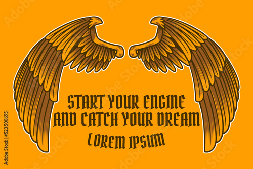 eagle wing card poster vect...