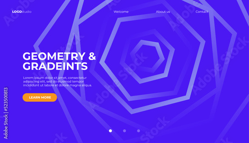 Minimal landing page template. Geometric shapes composition.