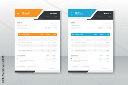 Creative modern business invoice template design