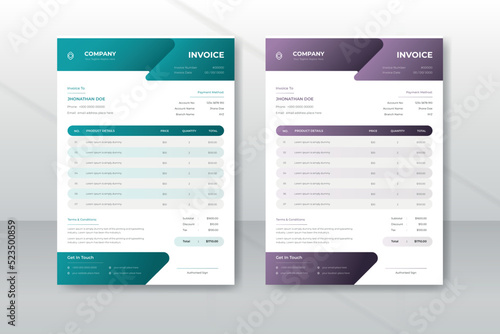Creative modern business invoice template design