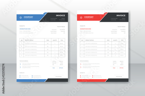 Creative modern business invoice template design