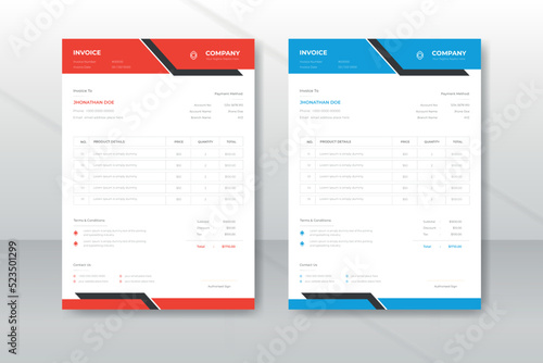 Creative modern business invoice template design