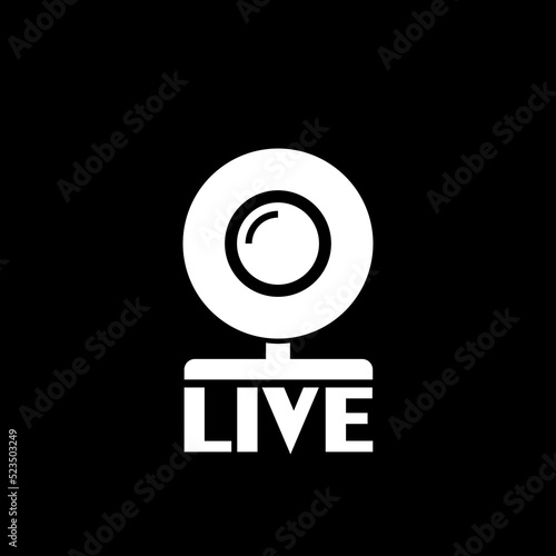 Web cam live icon isolated on dark background