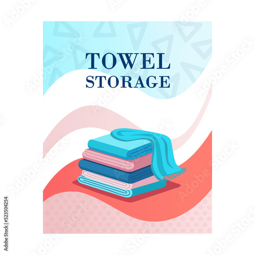 Modern flyers design for towels store. Hotel, laundry or shop advertisement with text. Textile and fabric concept. Template for promotional leaflet or brochure