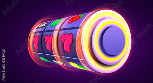 Golden slot machine wins the jackpot. 777 Big win concept. Casino jackpot.