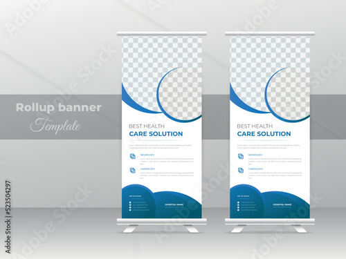 Medical healthcare roll up banner design or pull up banner or pull up banner template