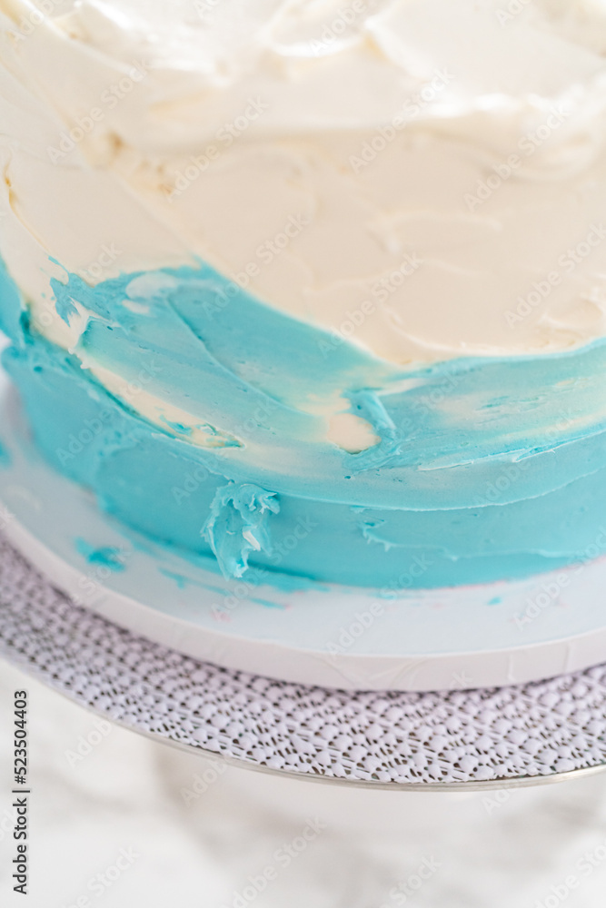 Obraz premium Mermaid themed 3 layer vanilla cake