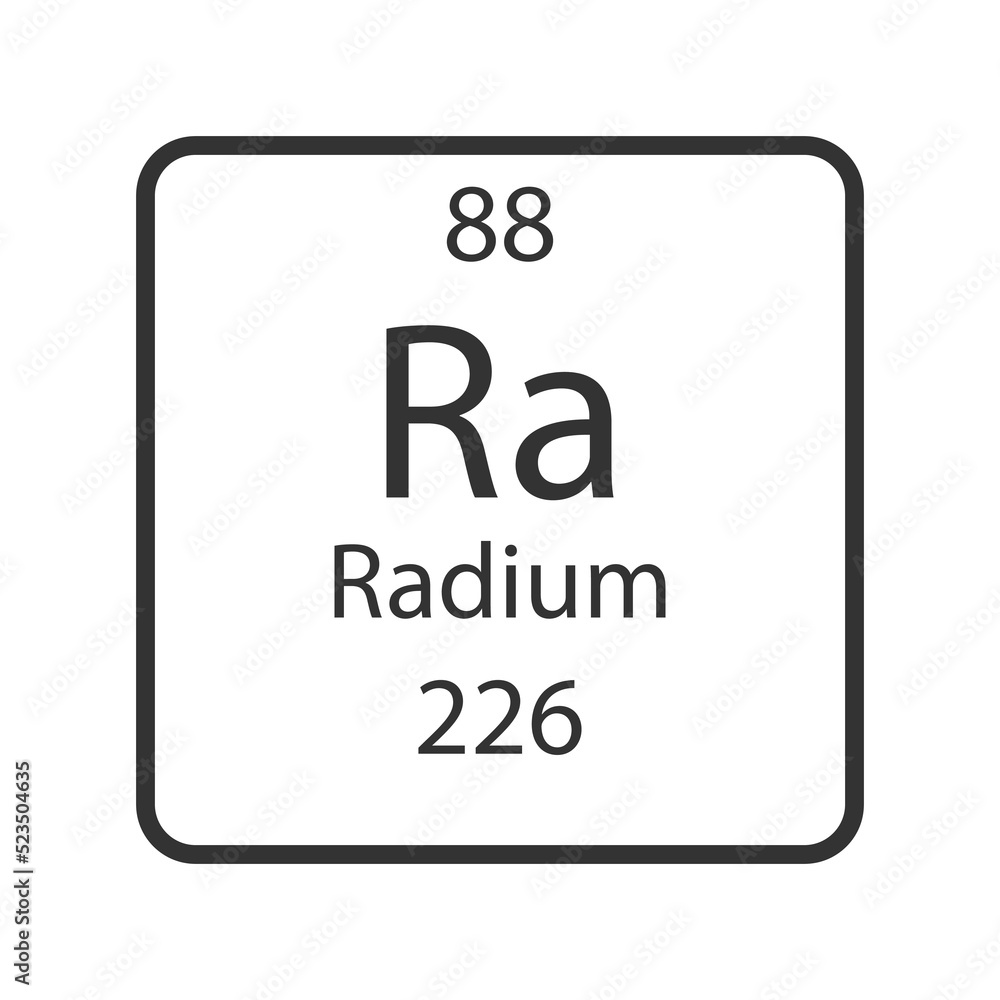 Radium symbol. Chemical element of the periodic table. Vector illustration. Radium symbol. Chemical element of the periodic table. Vector illustration.