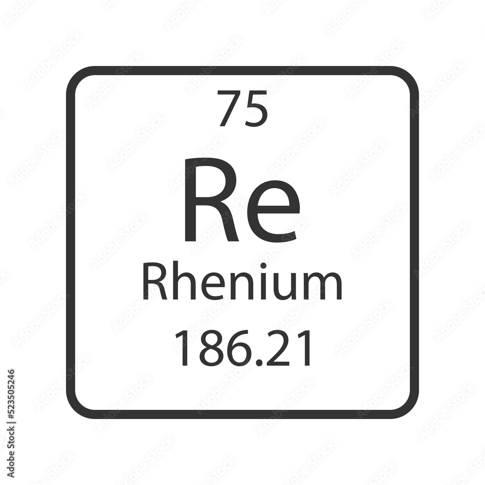 Rhenium symbol. Chemical element of the periodic table. Vector illustration. Rhenium symbol. Chemical element of the periodic table. Vector illustration.