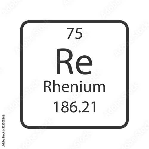 Rhenium symbol. Chemical element of the periodic table. Vector illustration.