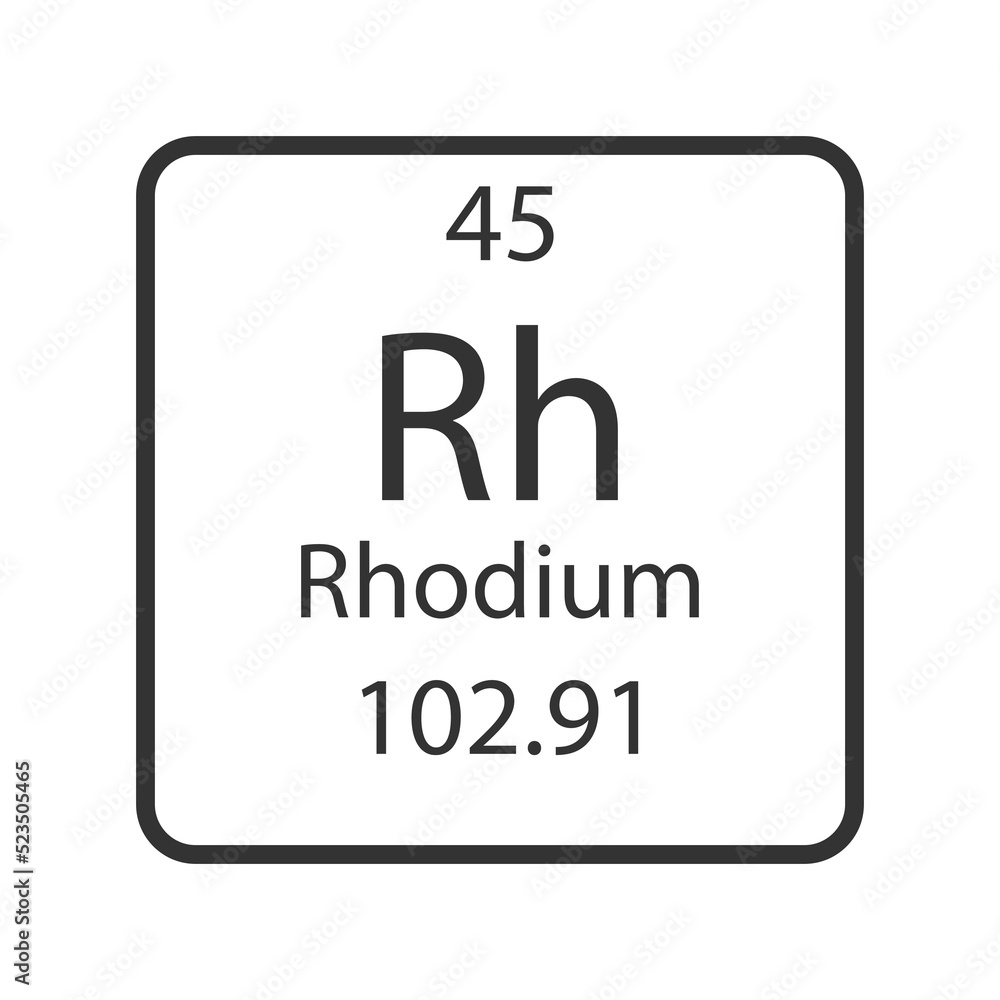Rhodium symbol. Chemical element of the periodic table. Vector illustration. Rhodium symbol. Chemical element of the periodic table. Vector illustration.