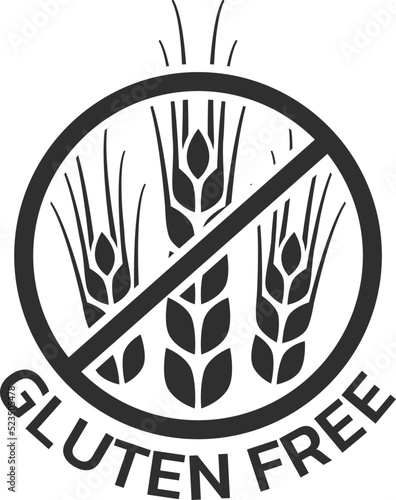 Gluten free logo or icon. Grain, wheat food allergy symbol. Vector illustration.