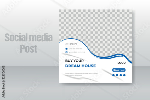Creative modern real estate house sale social media post banner design or web banner template