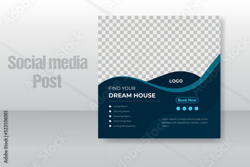 Creative modern real estate house sale social media post banner design or web banner template