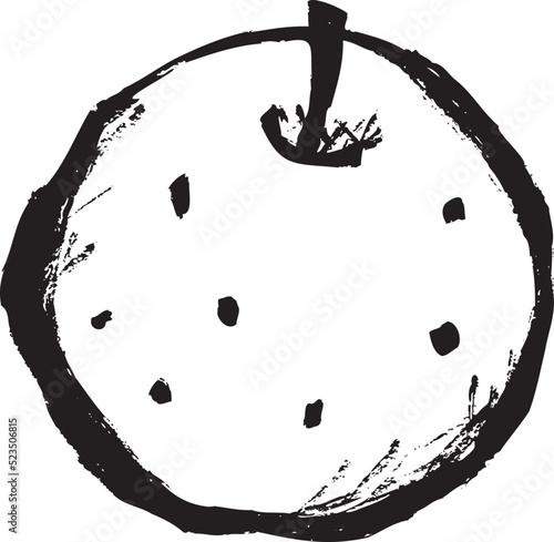 梨の和風イラスト素材　線画　モノクロ
