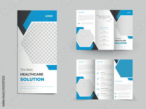 Modern medical healthcare trifold brochure design template for marketing agency